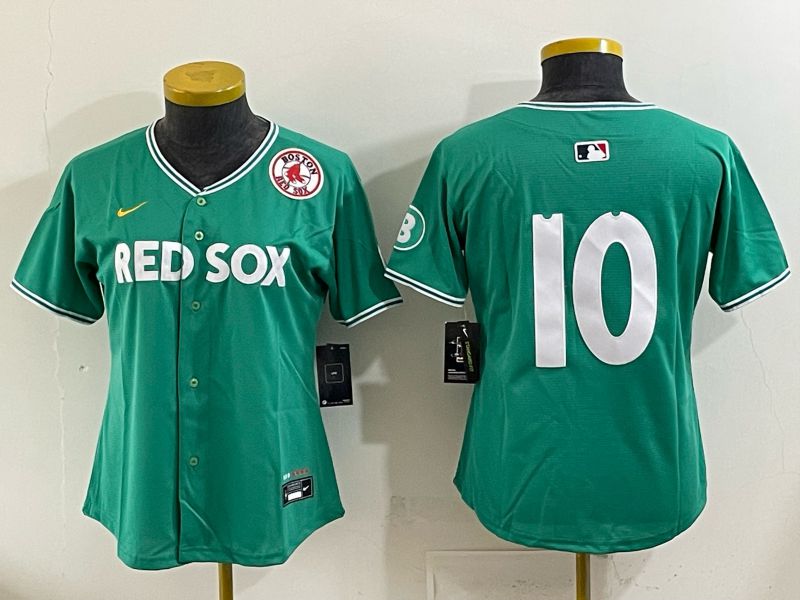 Women 2025 Boston Red Sox 10 No Name Drak Green Joint Name Nike MLB Jersey 09